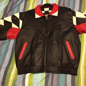 Burke's Bay Checkered Flag Leather Jacket Size XL